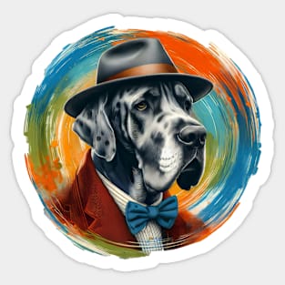 Great Dane Wearing a Hat Sticker